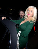 Christina Aguilera with great cleavage leaving the Soho Grand Hotel in New York City